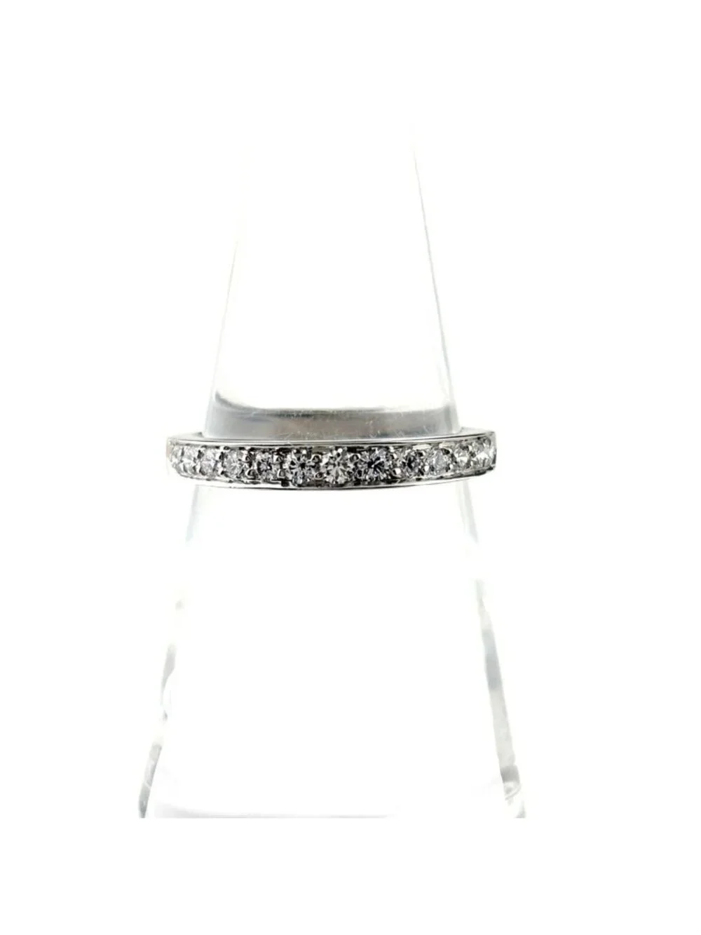 Tiffany & Co Half Circle Bead Setting Ring Platinum Pave Diamond